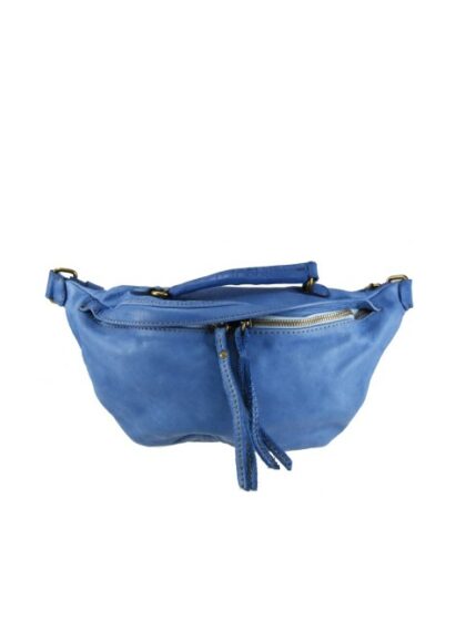 Modische Kuriertasche aus Vintage-Leder in Blau - Stilvoller Begleiter im angesagten Retro-Look