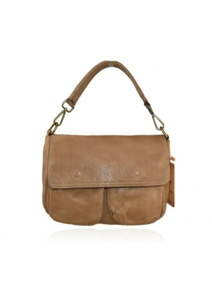 Stylishe Vintage-Tasche aus gewaschenem Leder in Taupe - Perfekt für einen trendigen Look!