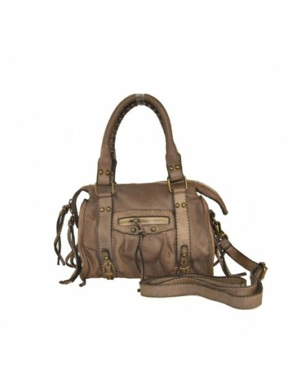 Exklusive Vintage-Tasche aus gewaschenem Leder in Taupe - Jetzt entdecken!