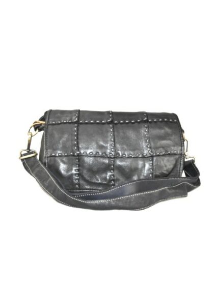 Vintage-Stil Leder Kuriertasche in Schwarz - Unisex Tasche mit gewaschenem Leder und Vintage-Effekt