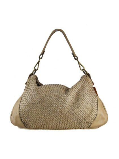 Stylische Vintage Leder Umhängetasche in Taupe - Washed Leather mit Vintage-Effekt