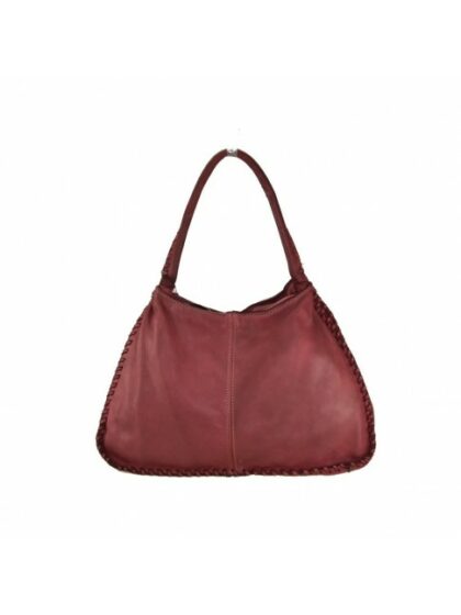 Exklusive Vintage-Tasche aus gewaschenem Leder mit Vintage-Effekt in Bordeaux