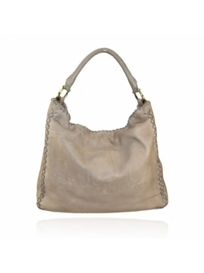 Stylishe Vintage-Tasche aus gewaschenem Leder mit authentischem Vintage-Effekt in Beige