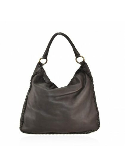 Exklusive Vintage-Tasche aus dunkelbraunem gewaschenem Leder mit authentischem Vintage-Effekt