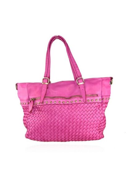 Trendige Vintage-Tasche aus gewaschenem Leder mit antikem Effekt - in fuchsia erhältlich