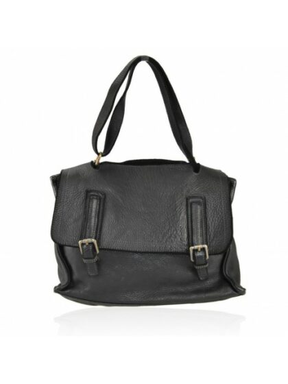 Vintage-Tasche aus gewaschenem Leder - Stilvoll und zeitlos in Schwarz