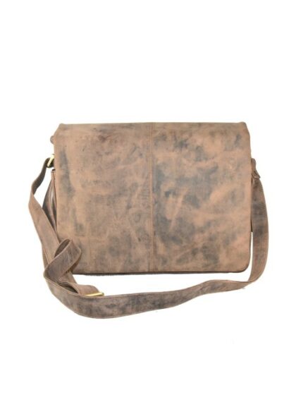 Stylische Unisex Kuriertasche aus gewaschenem Leder im Vintage-Stil - Taupe