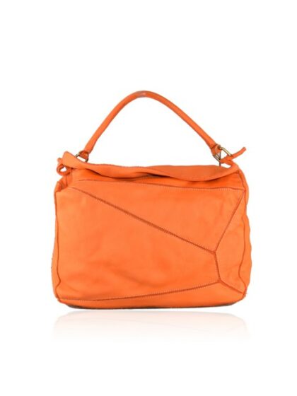 Stylische Vintage Leder Umhängetasche in Orange/Koralle - Trendige Schultertasche aus echtem Leder