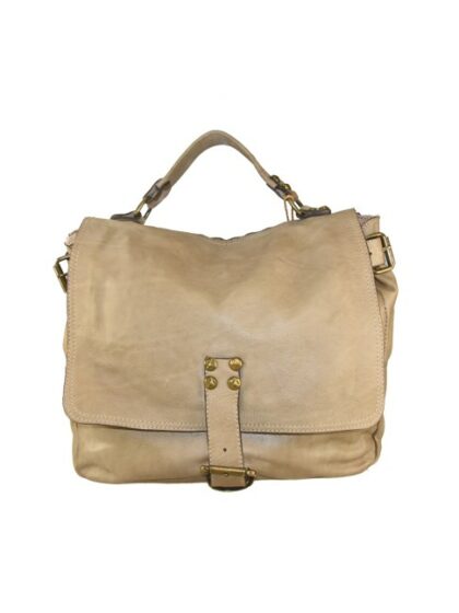 Hochwertige Unisex Kuriertasche aus Leder im Vintage-Stil - Taupe