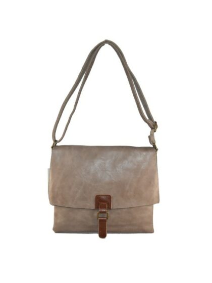 Modische Unisex Kuriertasche aus Kunstleder in Taupe - Nachhaltige eco-leather Schultertasche