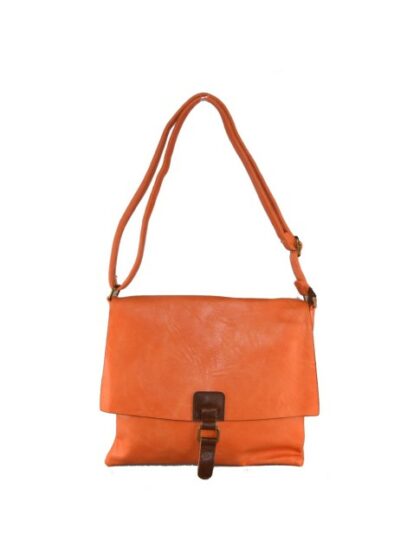 Stylische Unisex Kuriertasche aus Kunstleder in Orange/Koralle - Nachhaltige eco-leather Schultertasche