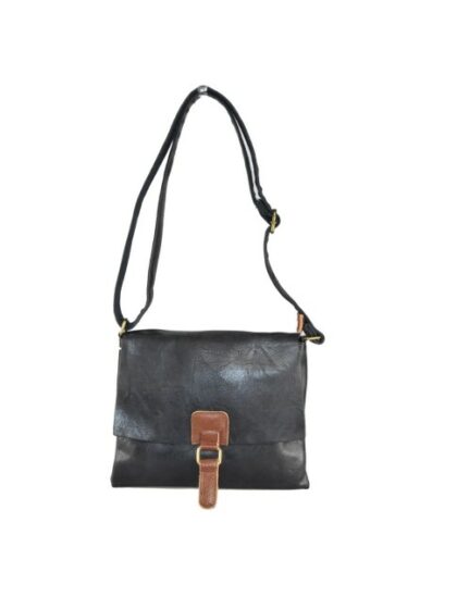 Stylische Unisex Kuriertasche aus Kunstleder in Schwarz - Nachhaltige eco-leather Schultertasche