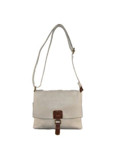 Trendige Kuriertasche aus Kunstleder in Beige - Unisex Eco-Leder Schultertasche