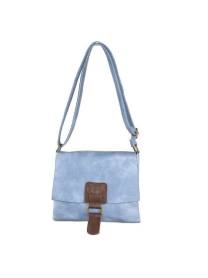 Stylische Unisex Kuriertasche aus Kunstleder in Light Blau - nachhaltige Eco-Leather Schultertasche