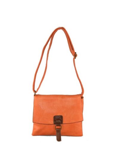 Stylische Unisex Kuriertasche aus Kunstleder in Orange/Koralle - Nachhaltige eco-leather Schultertasche