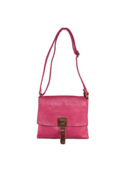 Moderne Kuriertasche aus Kunstleder in Fuchsie - Unisex Eco-Leather Schultertasche