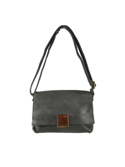 Hochwertige Unisex Kuriertasche aus Kunstleder in Grau - Nachhaltige Eco-Leather Schultertasche