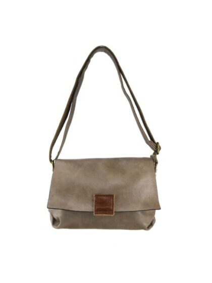 Stylische Unisex Kuriertasche aus Kunstleder in Taupe - Nachhaltige Eco-Leather Schultertasche