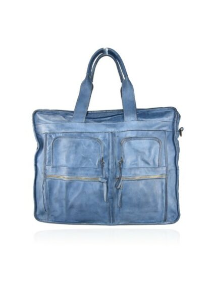 Stylische Vintage Lederhandtaschen in Blau - Unisex gewaschene Ledertaschen