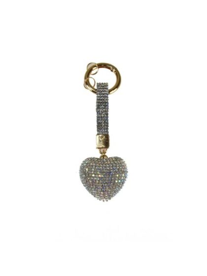 Modischer Schlüsselanhänger aus Kunstleder in Silber mit Herzanhänger - perfektes Accessoire für Taschen