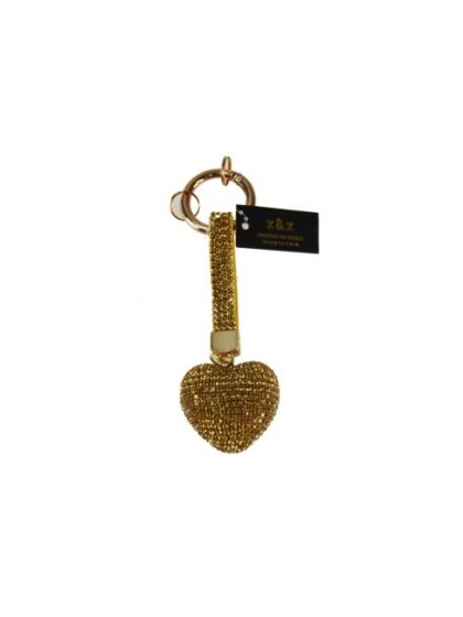 Hochwertiger Schlüsselanhänger aus goldfarbenem Kunstleder – stilvolles Accessoire für Taschen mit Herzmotiv