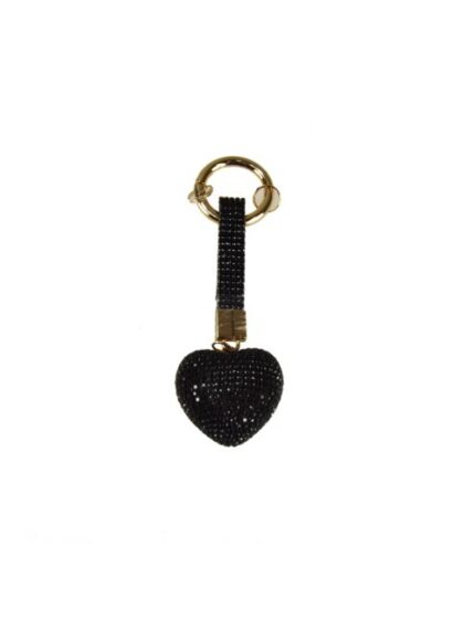 Schwarzer Schlüsselanhänger aus Kunstleder mit Herzanhänger - Accessoire für Tasche und Schlüsselbund