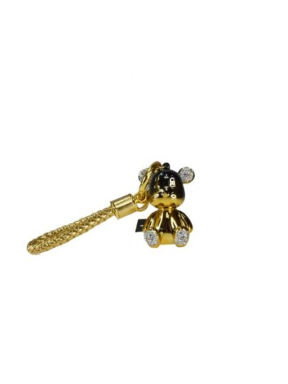 Schlüsselanhänger aus Kunstleder in gold mit Teddybär-Anhänger - Stylisches Accessoire für Tasche und Schlüsselbund