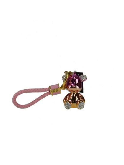 Schicker Schlüsselanhänger aus Kunstleder mit niedlichem Teddybären-Anhänger - Rosa