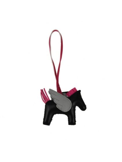 Stilvoller schwarzer Schlüsselanhänger aus Kunstleder mit Pony und Strass - Perfektes Accessoire für Taschen