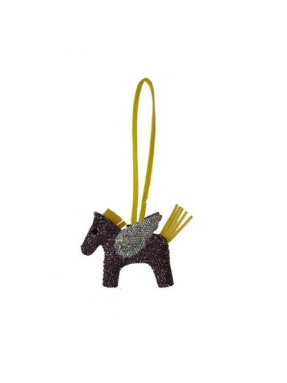 Stylischer Schlüsselanhänger aus Kunstleder mit Pony und Strass - in Violett