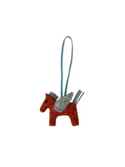 Moderner roter Schlüsselanhänger aus Kunstleder mit Pony und Strass - Accessoire für Taschen