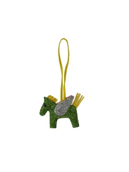 Modischer grüner Schlüsselanhänger aus Kunstleder mit Pony und Strass - stilvolles Accessoire für Taschen