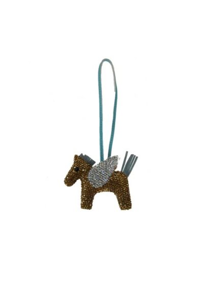 Schlüsselanhänger aus Kunstleder mit Pony und Strass in Bronz - keyring und Accessoire für Tasche